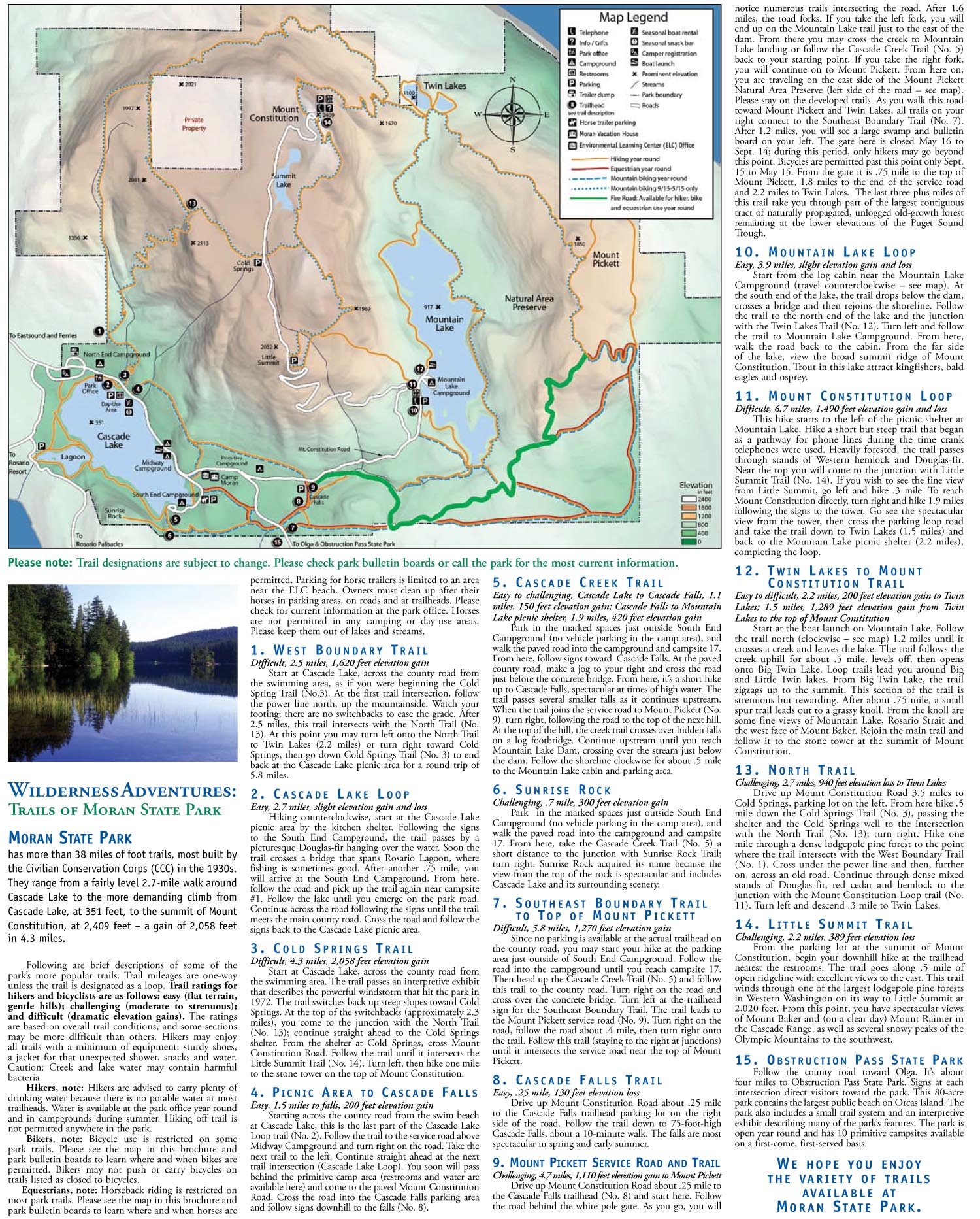 Moran State Park Hiking Map