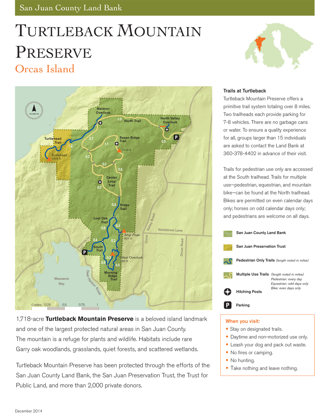 Turtleback Mountain Preserve Hiking Map